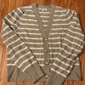 NWOT Tan/White Veronica Beard Women's cardigan sweater